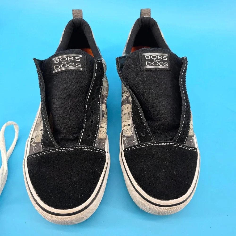 Skechers BOBS for Dogs Black Grey Dog Print Sneakers Low Top 33294 Womens 10 - Picture 13 of 14